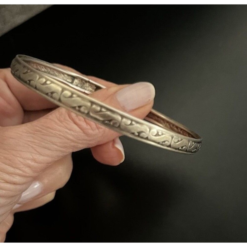 Sterling Silver Danecraft Swirl Leaf Pattern Bangle Band Bracelet 7.5 Grams